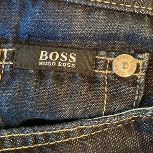 Hugo Boss Regular Fit Straight Leg Cotton Linen Blend Jeans Blue W36 L32
